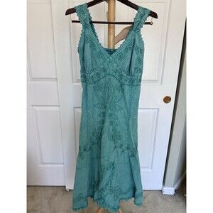 Inca Cottons Women Maxi Dress Babydoll Empire Waist Embroidered 1XL Boho Y2K